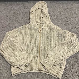 Tan fall preppy zip up sweater. Perfect for a cool fall day.